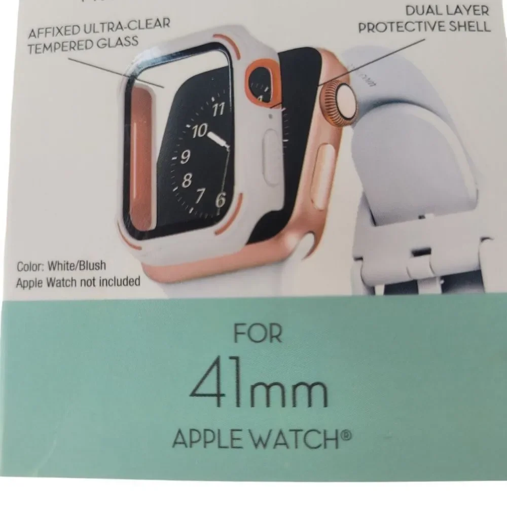 Apple Watch Cover 41MM Rose/White WITH it Dual Layer Bumper Protection & Glass‎